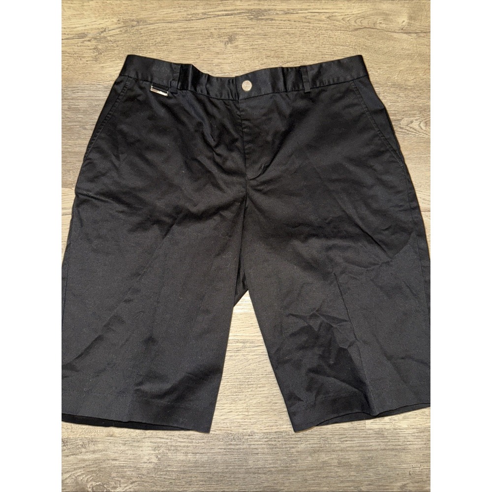 Lauren Ralph Lauren Shorts Womens 10‎ Black Chino Flat Front Mid Rise Button Zip